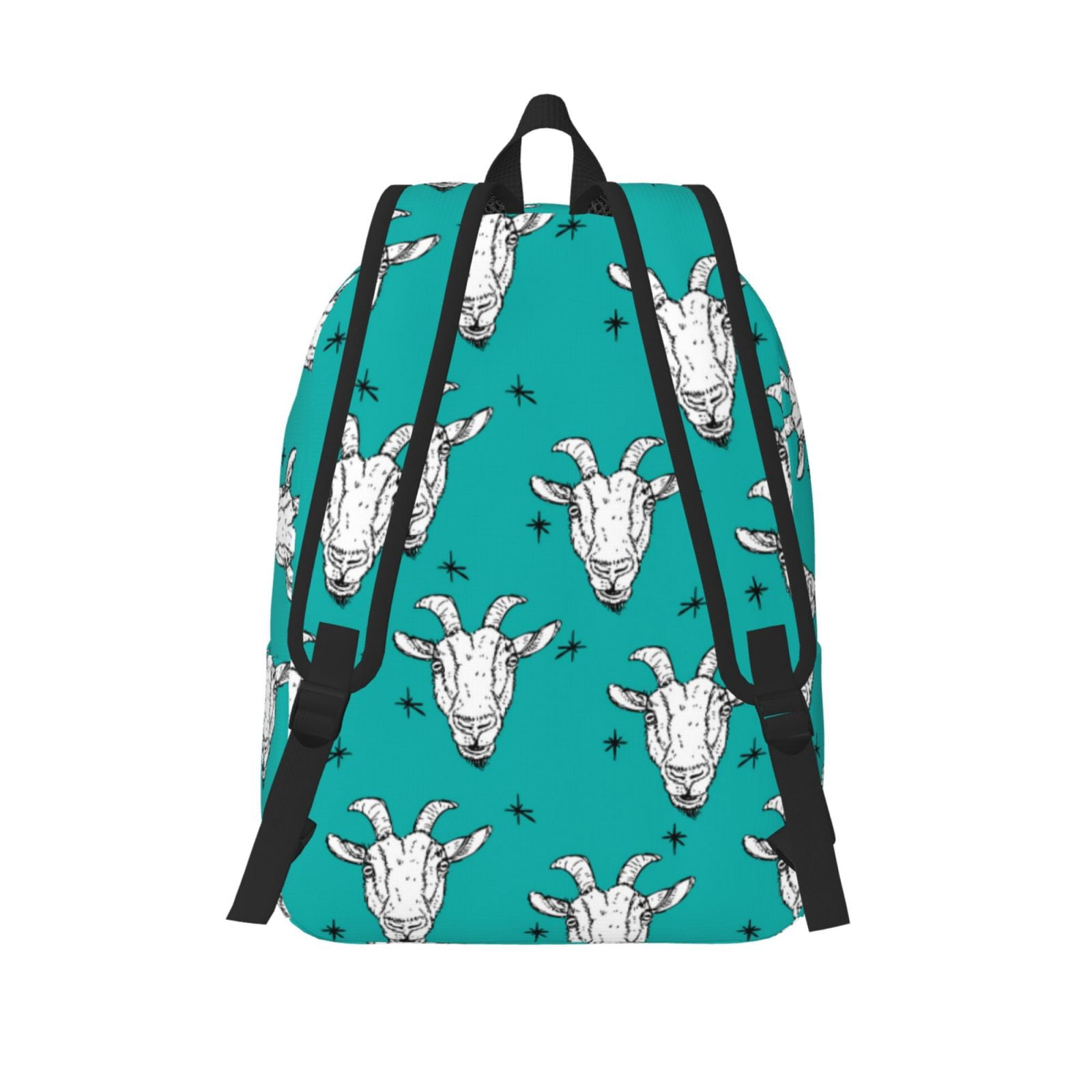 Travel Laptop Backpack - Modern Cartoon Goat Head White Lightweight Canvas Backpack, Wear Resistant Computer Backpack Bag Fit {sizeName} Laptop for Men Women with Adjustable Padded Shoulder Straps