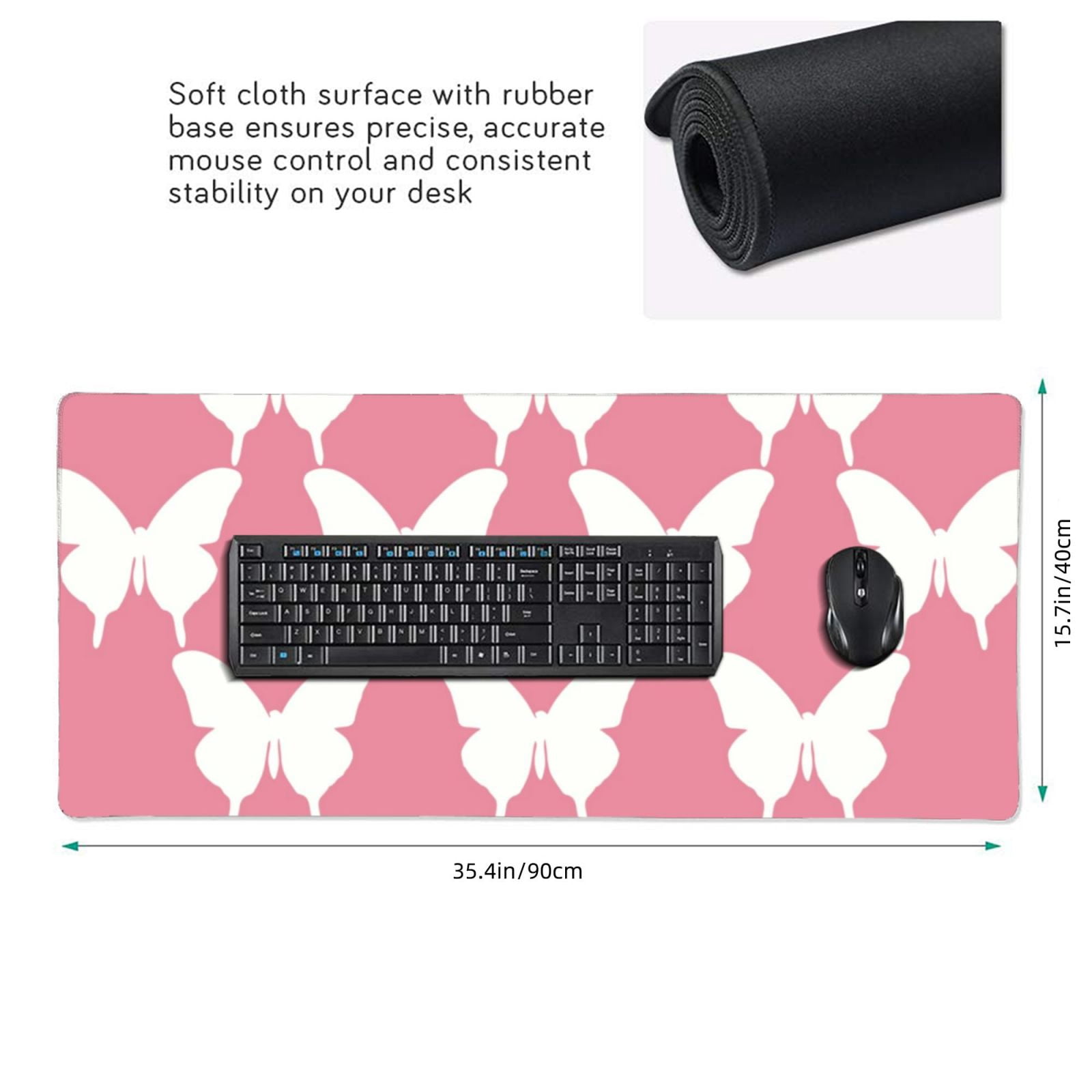 Xecao Butterfly 2 Print Large Mouse Pad, 16x35.5in Mousepad, Professional Non-Slip Rubber Base Big Mouse Pad, Mouse Pad for Gaming & Office Full Desk Mouse Pad