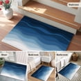 thumbnail image 5 of 2x3 Ft Entryway Area Rug, Navy Blue Ombre Kitchen Rug Runner Washable Floor Mat, Modern Moire Wave Gradient Non Slip Indoor Door Mat Throw Carpet for Bathroom Living Room Bedroom, 5 of 8