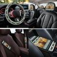 thumbnail image 4 of Pzuqiu Aztec Highland Cow Automobile Interior Sets Car Seat Covers Full Set Steering Wheel Seat Belt Coasters Head Rest Covers Arm Rest Cushion Pad Keychain 14 Pieces Set Gift for Women Easy Install, 4 of 7