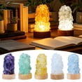 thumbnail image 3 of Natural Stone Salt Lamp with USB Charging and Wooden Base for Bedroom and Meditation, 3 of 10