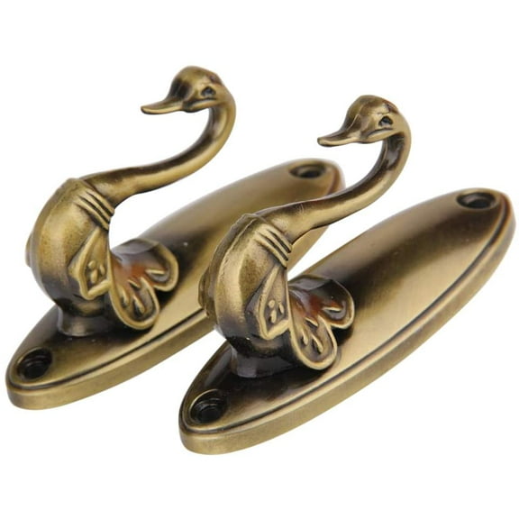 ABCISI Pair of Swan Style Drapery Curtain Holdbacks Tieback Hooks (Bronze)