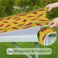 thumbnail image 4 of Chili Peppers Print Elastic Fitted Tablecloth - Spicy Red Vegetable Pattern Square Table Cover with Snug Fit, Windproof & Wrinkle-Free for Outdoor Picnic, Cute Kawaii Cartoon Design, 4 of 4