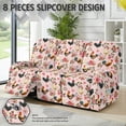 thumbnail image 3 of ZIATUBLES Recliner Chair Cover 8 PCS Stretch Reclining Couch Covers for 3 Cushion Reclining Sofa with Storage Pockets Soft Fitted Furniture Protector for Living Room, Rooster Flower Pink, 3 of 9