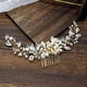 thumbnail image 4 of Nvzi Horquillas para el pelo de boda con flores para novias, peinetas con perlas de cristal, pinzas para el pelo, tocado, accesorios para el pelo de boda dorados, joyas - doradas, 4 of 5
