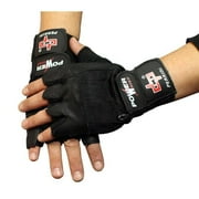 Fingerless Black Weight Lifting Leather Workout Gloves 282 S-XXL