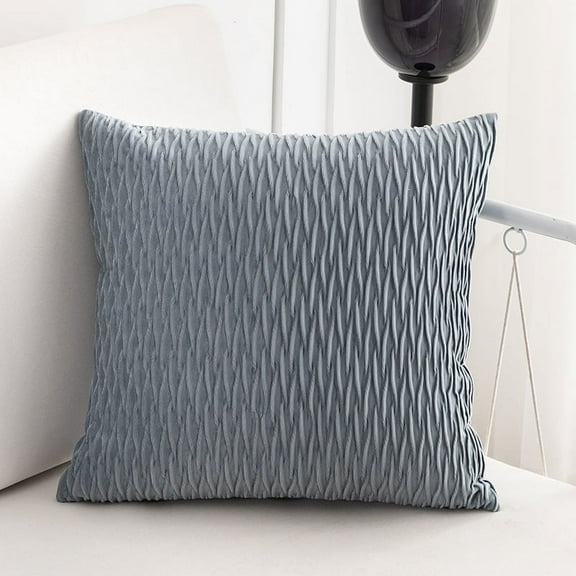 XmhyTop 45*45cm Silver and Blue Velvet Throw Pillow, 1 Pc PP Cotton Filled Accent Pillow for Couch, Living Room & Bedroom, Elegant Home Decor
