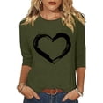 thumbnail image 2 of Plebaso Hauts Cœur pour Femmes Manches 3/4 Col Rond T-Shirts Graphiques Mignons Imprimés Blouses Décontractées pour Femmes, 2 of 6