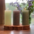 thumbnail image 2 of 3 Pillar Candle Set, Paraffin Wax, 68 Hours Burn Time, Cotton Wick,  6 Inches, Neutral Shades of Marbled Sage Green, Pale Celadon,Pastel Green, 2 of 6