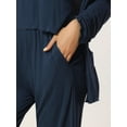 thumbnail image 5 of INSPIRE CHIC Women's 3 Pcs Sleepwear Solid Color Long Sleeve Cardigan Cami and Pants Pajama Set S Blue, 5 of 6