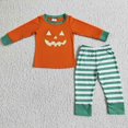 thumbnail image 1 of Conjunto de ropa de dormir para niños pequeños, conjunto de mallas y pantalones de Halloween, fantasma, Horror, púrpura, a rayas, otoño, 1 of 2