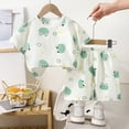 thumbnail image 4 of TOWED22 Toddler Girl Boy Infant Shorts Set Clothes 2pcs Summer Adorable Graphic Short Sleeve Shirt Top Elastic Waist Shorts Pockets Outfit(Light Green,12-24 M), 4 of 4