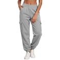 thumbnail image 2 of AherBiu Cargo Sweatpants for Women Lightfleece Lined Cinch Bottom Joggers Elastic Waisted Casual Loose Fitted Pants with Pockets(3X-Large,Gray), 2 of 8