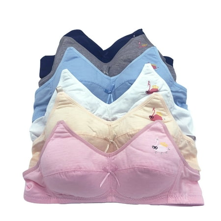 

6 Pack No Wire Rabbit Teenager Wire Free Cotton Junior Training Bra 34A