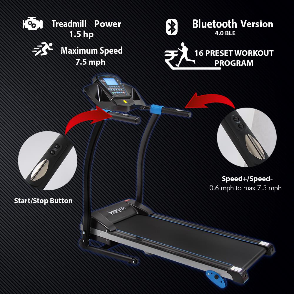 SereneLife SLFTRD25 Home Gym Fitness Equipment Smart Digital Folding Treadmill - image 2 of 4
