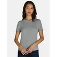 thumbnail image 2 of No Boundaries Ribbed Crewneck Tee, 2 Pack, Women’s and Women’s Plus, 2 of 5