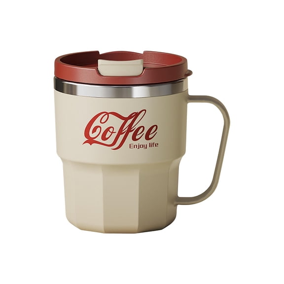 Insulated Coffee Mug Cup with Handle, Double Wall Vacuum Coffee Tumbler 400ml Vacuum Insulated Camping Mug Stainless Steel Travel Coffee Mug with Flip Lid, Trave Mugs