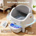 thumbnail image 5 of Self-Cleaning Cat Litter Box for Multiple Cats, Automatic 65 L Capacity with WiFi APP Control, Health Monitoring, Odor Control, Quiet Operation, Includes 2 Liner Rolls, Easy Setup, 5 of 8