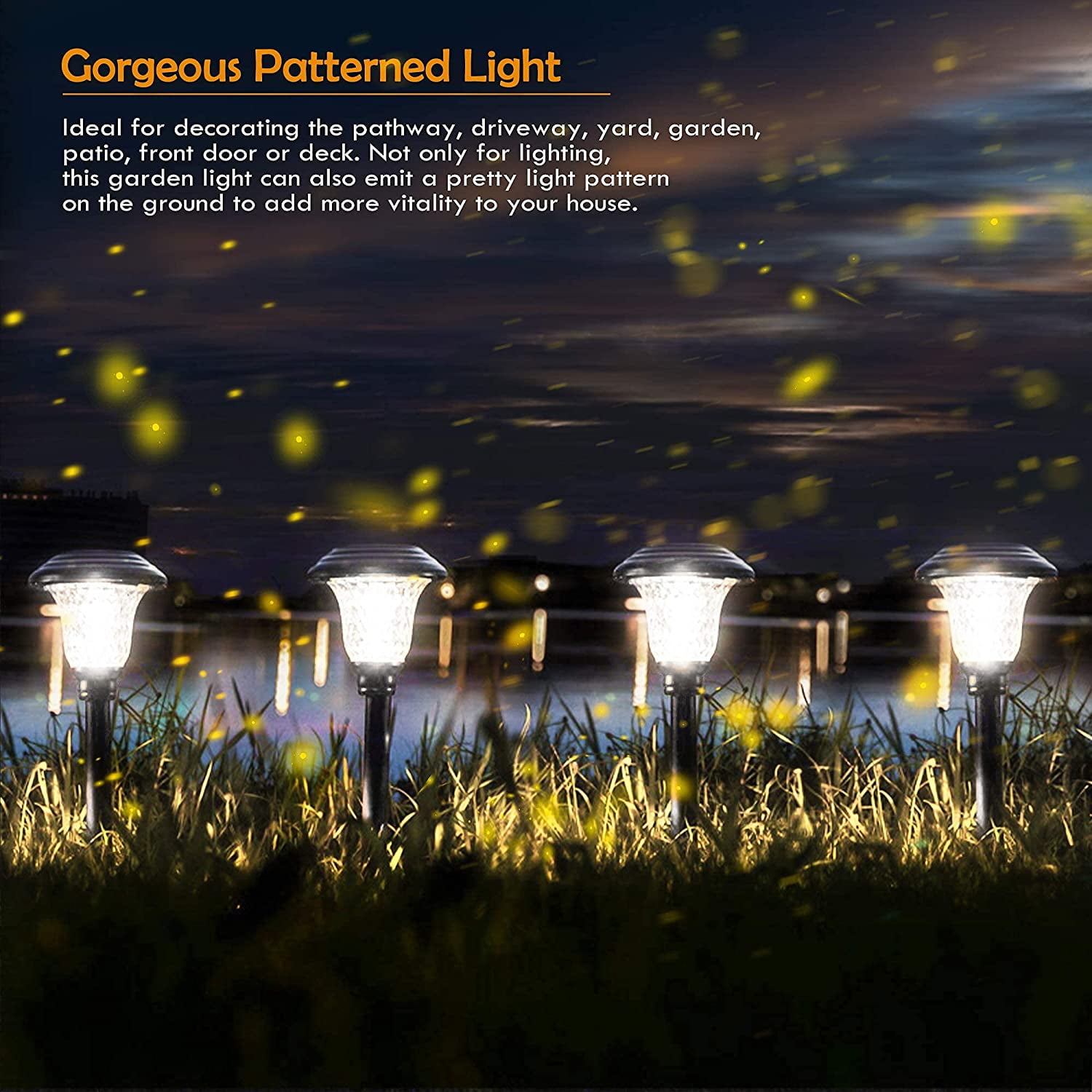 8 Pack Solar Pathway Lights Outdoor Solar Lights Decor for Garden Yard Waterproof Glass Stainless Steel Auto-on/off Solar Landscape Lights for Lawn Patio Pathway Driveway