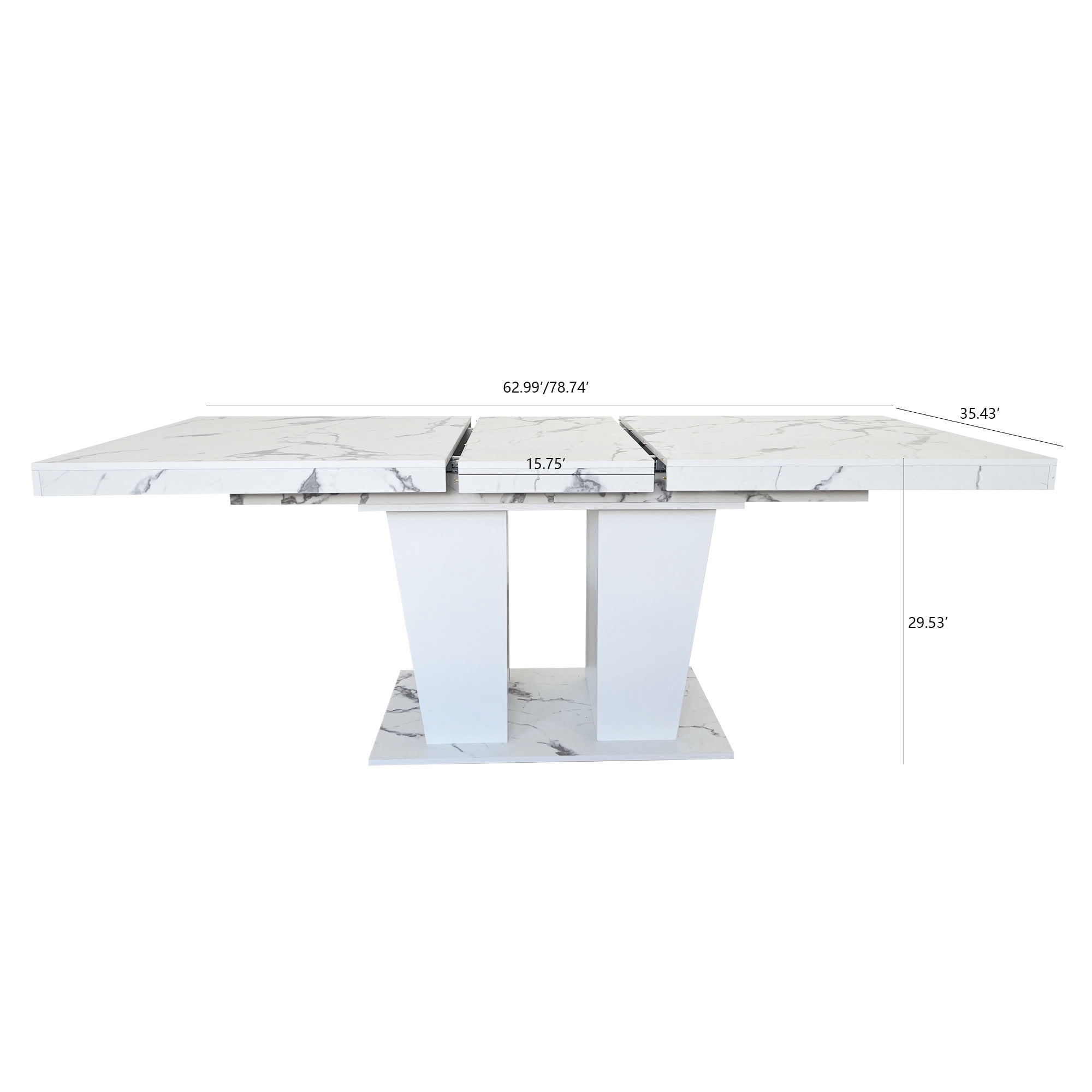 MAYEERTY Expandable Rectangular Dining Table for 6 to 10 People, Extendable Kitchen Dining Table with Hidden Built-in Extension Panel, Sfor Dining Room, Apartment, Kitchen, Family Gathering Furniture
