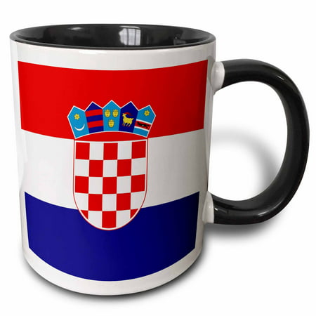 3drose Flag Of Croatia Croat Red White Blue Stripes Croatian Coat Of Arms Shield Europe Country World Two Tone Black Mug 11oz
