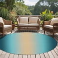 thumbnail image 4 of Round Rug 6Ft Washable Non-Slip, Turquoise Ombre Circle Area Rugs for Living Room Bedroom, Modern Yellow Gradient Farmhouse Art Indoor Floor Mats Carpet Runner for Home Decor Aesthetic, 4 of 8