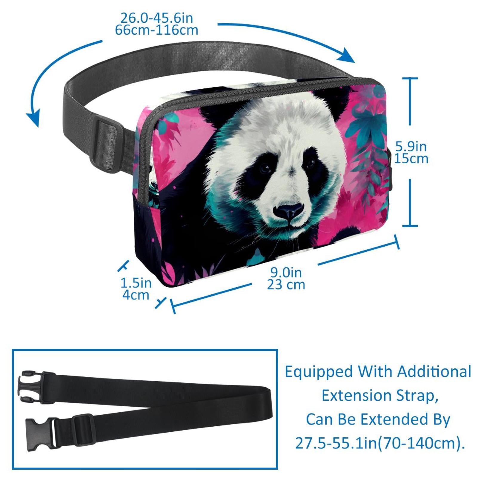Panda Lightweight Adjustable Cross Body Bag with Extension Strap, Unisex Waist Packs Money Belt Fanny Packs