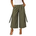 thumbnail image 2 of Hvogkswy Cargo Capri Pants for Women Summer Casual High Waist Wide Leg Capris Loose Fitted Multi Pockets Outdoor Hiking Pants, 2 of 7