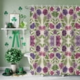 thumbnail image 3 of Shower Curtain, Gradient Purple Flowers Leaves Waterproof Shower Curtain Set with Hooks for Bathroom Showers,Stalls and Bathtubs,60x72In Pastoral Vintage Linen, 3 of 9