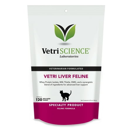 UPC: 0026664279217 | VetriScience Vetri Liver Feline Liver Support and Detoxification for Cats Chicken Flavor 120 Bite-sized Chews
