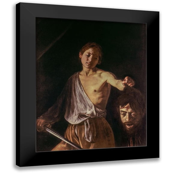 Caravaggio 12x14 Black Modern Framed Museum Art Print Titled - David With The Head of Goliath
