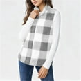 thumbnail image 5 of Dasayo Fleece Women Vest Winter Gray Soft Plaid Zip up Comfy Vest Women's Jackets S, 5 of 9