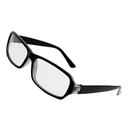Man Woman Black Plastic Full Rim Clear Lens Plain Glasses Spectacles