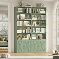 thumbnail image 2 of Hiphuta 81.5" Tall Bookcase with Doors, 5-Tier Bookshelves with Storage, 23.6"W Display Shelf with 2 Doors for Home Office, Living Room, Green, 2 of 7