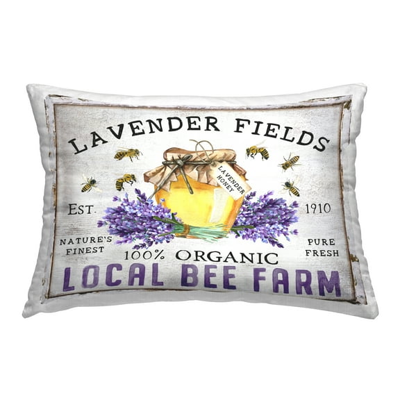 Stupell Industries Lavender Fields Bee Farm Decorative Printed Throw Pillow Design by Creatif Belle.