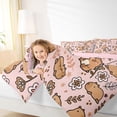 thumbnail image 4 of Manfei Sweet Capybara 7 Pieces Full Size Bedding Sets,Dreamy Flowers Full Size Bed in a Bag,Pink,Pink Reversible, 4 of 7
