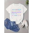 thumbnail image 2 of Women'S Regular Size Inspirational Quote T-Shirt - "Waymaker Miracle Worker Promise Keeper" Print, Comfortable Round Neck Short Sleeve Tee for Spring/Summer/Fall, Casual Wear|Inspirational, 2 of 7