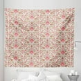 thumbnail image 1 of Vintage Floral Tapestry, Spring Inspired Oriental Design Pattern Botanical Meadow Nostalgia, Fabric Wall Hanging Decor for Bedroom Living Room Dorm, 5 Sizes, Eggshell Khaki Pink, by Ambesonne, 1 of 1