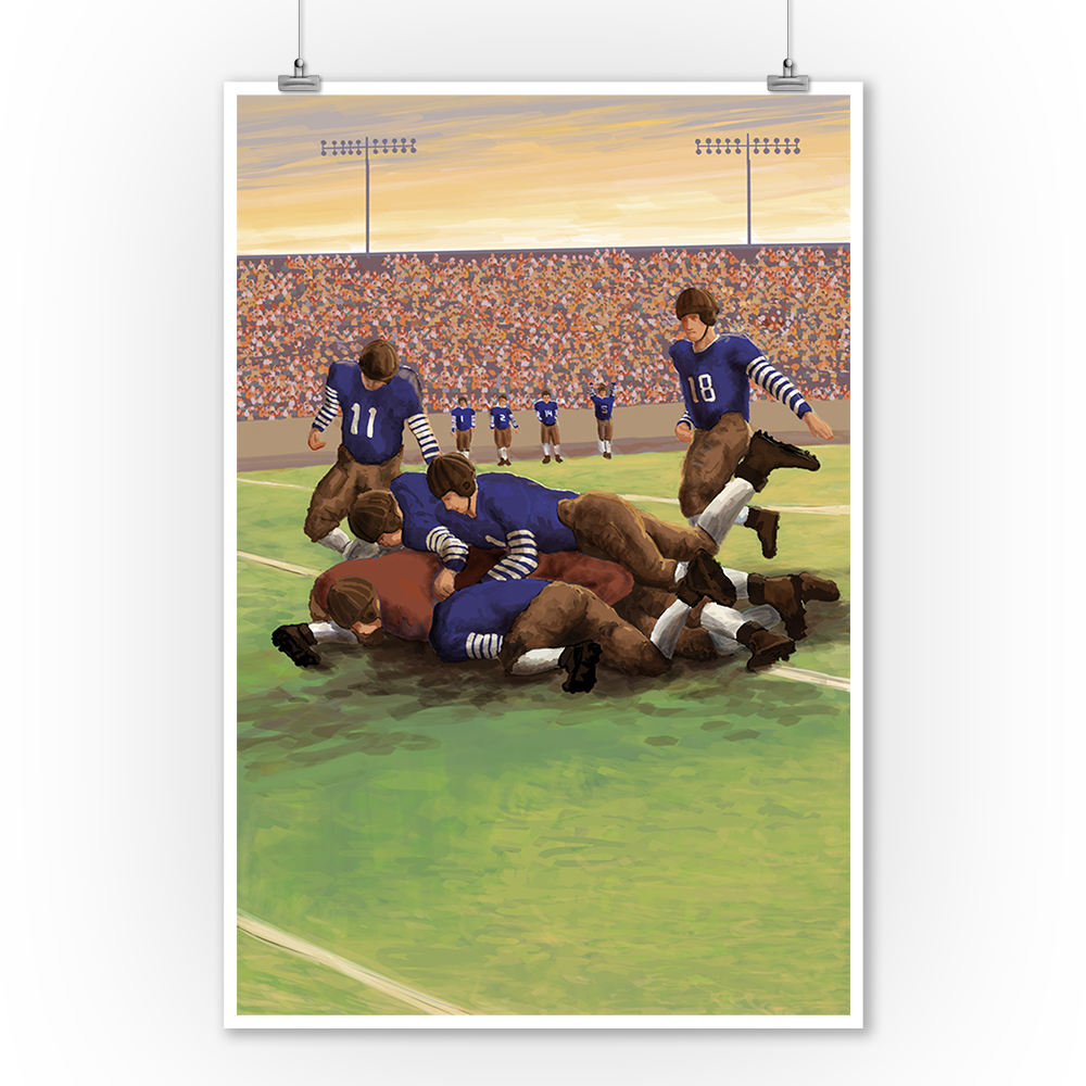 Dogpile Football Scene Lantern Press Original Poster (9x12 Art Print