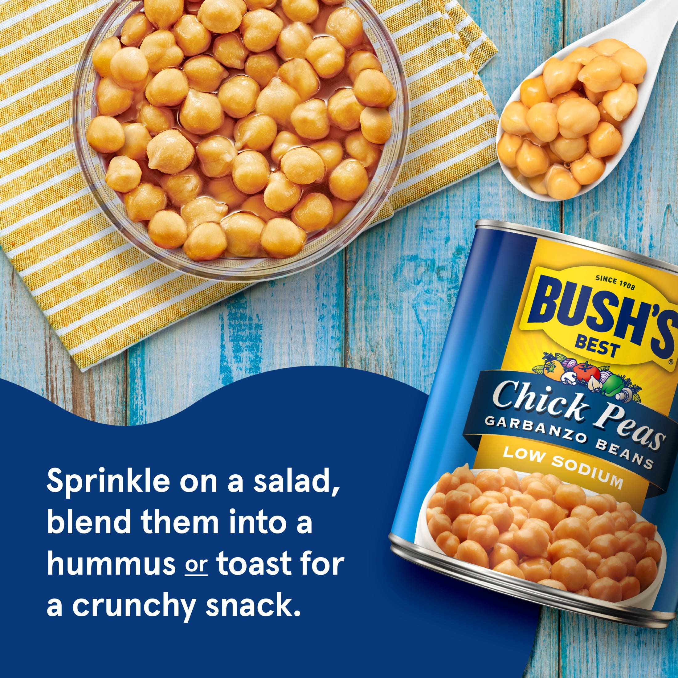Bush's Low Sodium Garbanzo Beans, Canned Chickpeas, 111 oz Can