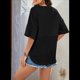thumbnail image 5 of Blusas de Punto Gofre para Mujer, Moda 2025, Blusas de Patchwork Extragrandes con Cuello Redondo y Mangas 3/4, Color Negro M, 5 of 6