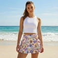 thumbnail image 3 of Yuyamidu Boho Flowers Tennis Golf Skirts Colorful Floral High Waisted Tennis Skirt Golf Skorts for Women Fashion Mini Skirts with Shorts Pockets Size L, 3 of 7