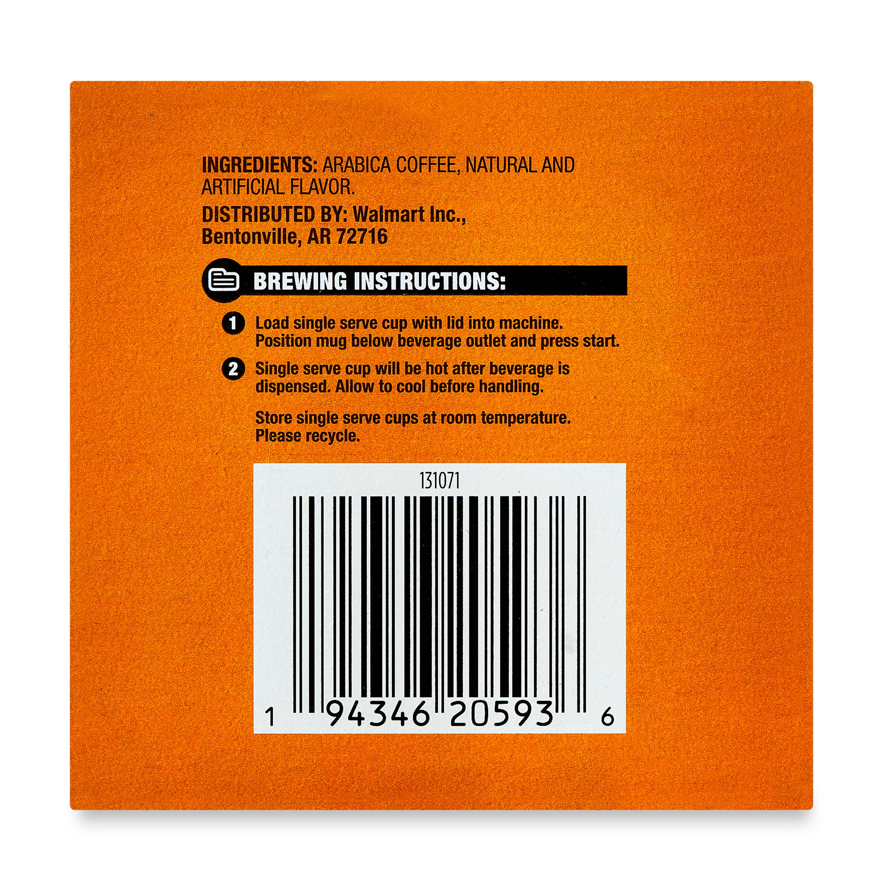 (6 pack) Great Value Honey Almond, Medium Roast Arabica Coffee Pods, 12 Count