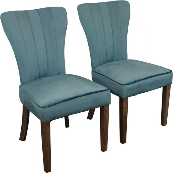 Cleo 21" Modern Fabric/Wood Side Chairs in Teal Blue - Set of 2