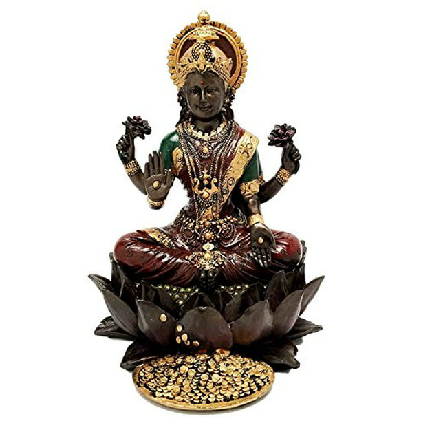 Beautiful Heavenly Hindu Prosperity Goddess Lakshmi Seated On 