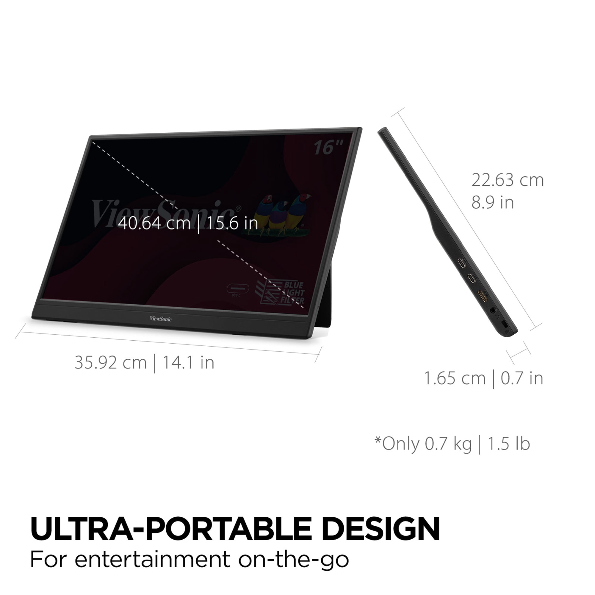 ViewSonic VA1653 16" FHD IPS Portable Monitor Built-in Stand