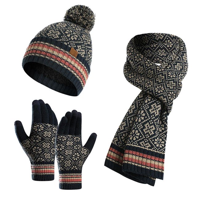 Gorro De Invierno, Bufanda, Guantes, Conjunto De Punto Con Forro Polar, Guantes Para Pantalla Táctil, Regalos De Navidad Para Hombres Y Mujeres 3 Uds. Yuarrent HA046540-01