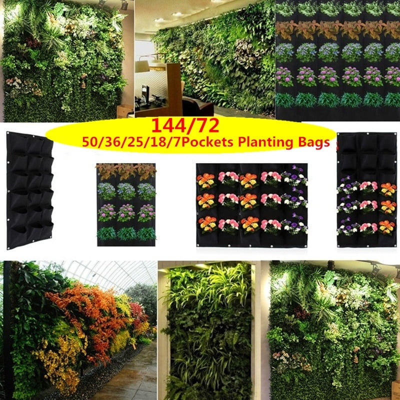7 Pocket Planting Bag Hanging Wall Vertical Plant Hangers Flower Herb Garden New 