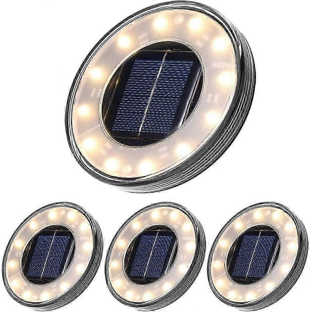 LED Solar Floor Lamp 4 Pack, Tomshine 12 LEDs Solar Outdoor Lighting, Waterproof IP68