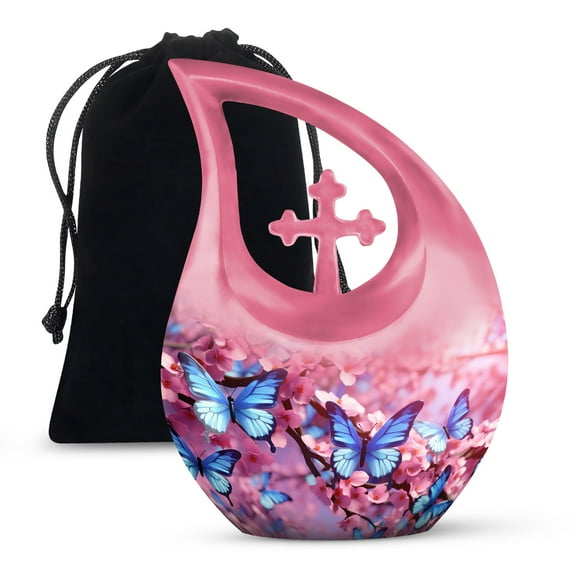 JAGSHASHI Butterfly Cremation Urn Large Adult - Urn For Ashes Human Adult - Adult Urn For Women - Memorial Urn For Mom & Dad - Funeral Urn For Men - 10 Inch With Velvet Bag - Cremation Urn For Human